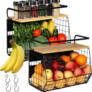 2 Set Magnetic Shelf for Refrigerator with Wood Lid,