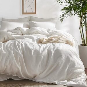 Bedsure 100% Washed Cotton Duvet Cover Queen Size