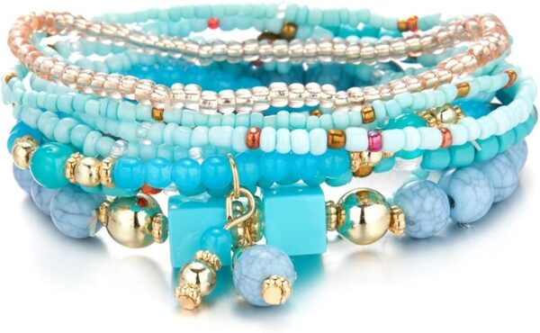 8Pcs Bohemian Stackable Beaded Bracelets Set for Women