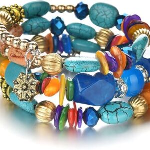 Boho Multilayer Irregular Agate Beads Charm Bracelets for Women