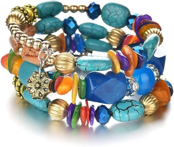 Boho Multilayer Irregular Agate Beads Charm Bracelets for Women
