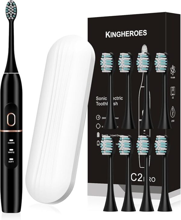 Electric Toothbrush Set, Comes with 8 Brush Heads & Travel Case