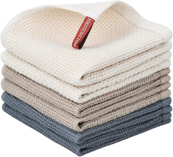 Nialnant 6 Pack Kitchen Towels and Dishcloths Sets,100% Cotton
