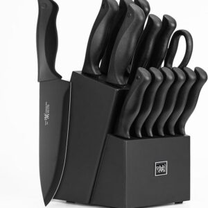 Knife Set, HUNTER.DUAL 15 Pcs Kitchen Knife Set with Block Self Sharpening