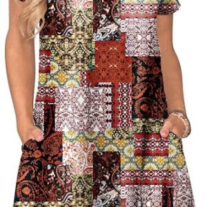 Women's Casual T Shirt Dress Summer Short Sleeve Swing Dresses with Pockets