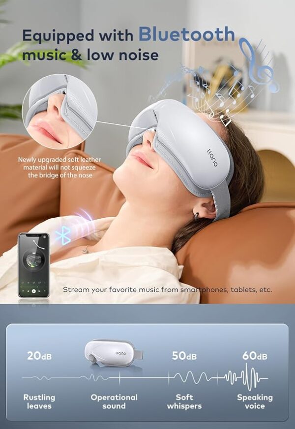 Llano Eye Massager with Heat, Portable Eye Massage with Bluetooth Music