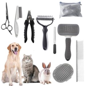 Dog Brush for Shedding,9 PCS in One Pet Slicker Hair Brush Kit