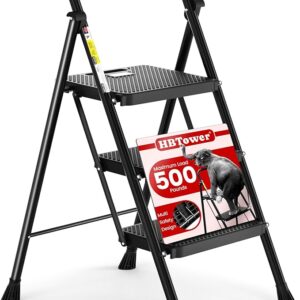 HBTower Step Ladder, Folding Step Stool with Wide Anti-Slip Pedal