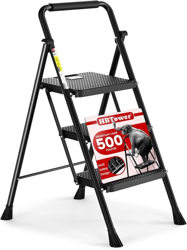 HBTower Step Ladder, Folding Step Stool with Wide Anti-Slip Pedal