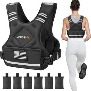 APEXUP Adjustable Weighted Vest, 4-10lb/12-18lb/20-32lb Vest with 6 Ironsand