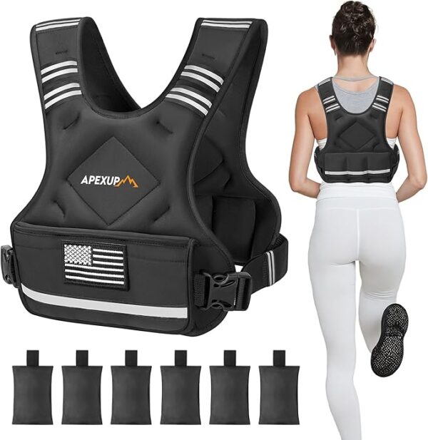 APEXUP Adjustable Weighted Vest, 4-10lb/12-18lb/20-32lb Vest with 6 Ironsand