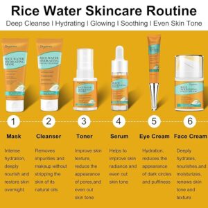 Skin Care Set,Women Teen Milk Skincare Rice Water Hydrate Glow