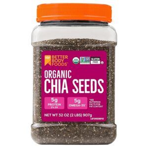 BetterBody Foods Organic Chia Seeds 2 lbs, 32 Oz, with Omega-3,