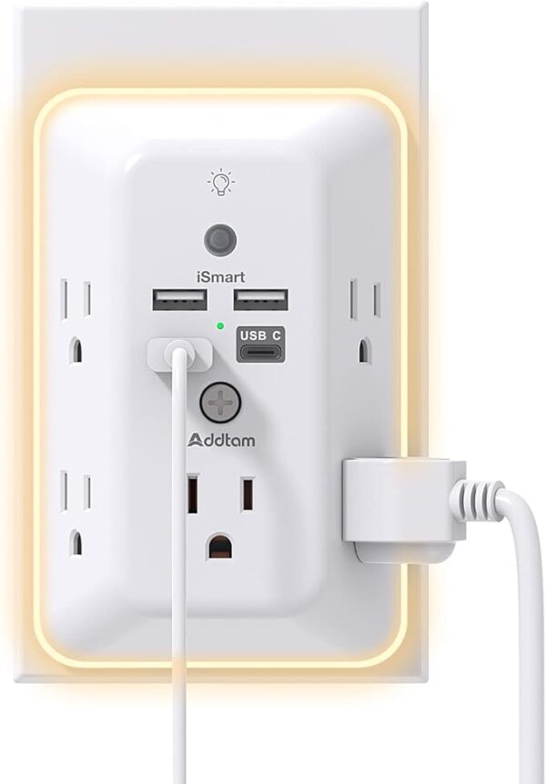 Surge Protector, Outlet Extender with Night Light,