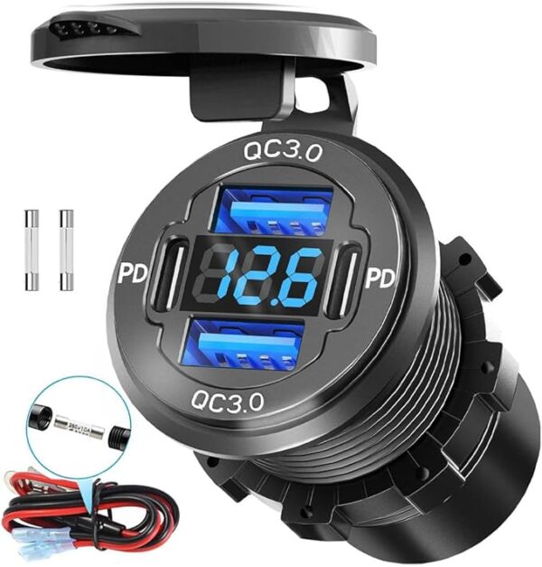 78W Quad-Port 12V USB Outlet - Dual QC3.0