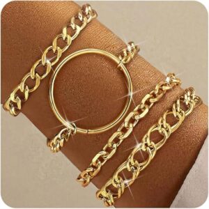 TEN MIRO 16k Chunky Gold Bracelets for Women
