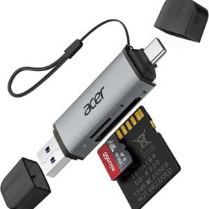 acer SD Card Reader USB C, Dual Slots USB 3.0 Type C to Micro SD Card Adapter