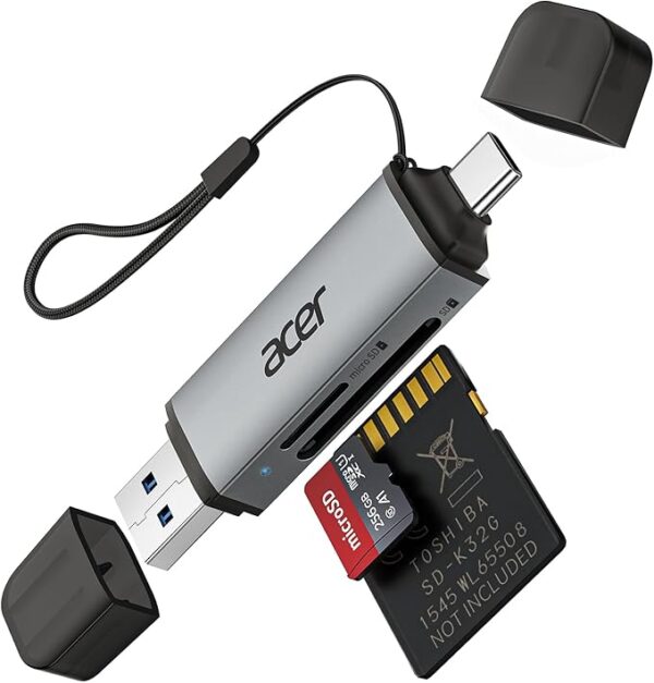 acer SD Card Reader USB C, Dual Slots USB 3.0 Type C to Micro SD Card Adapter