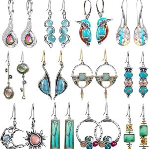 Hefanny 12 Pairs Teardrop Druse Crystal Drop