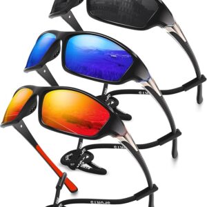 3 Pack Polarized Sports Sunglasses for Men, Mens