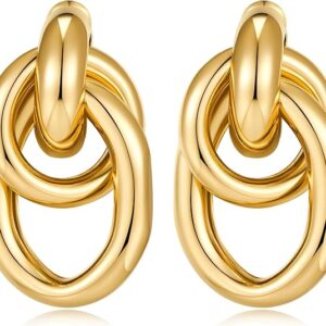 Gold Geometric Drop Dangle Earrings for Women