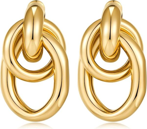 Gold Geometric Drop Dangle Earrings for Women