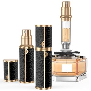 Perfume Travel Refillable Bottle,Genuine Leather Bottom