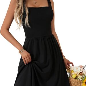 HUHOT Women's Summer Casual Square Neck Dress