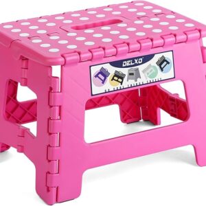 Delxo Folding Step Stool, 9 inch Non-Slip Foldable Stools