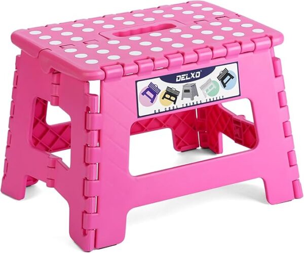 Delxo Folding Step Stool, 9 inch Non-Slip Foldable Stools