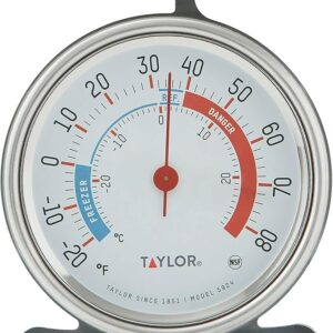 Taylor 5924 Large Dial Kitchen Refrigerator and Freezer Analog Thermometer