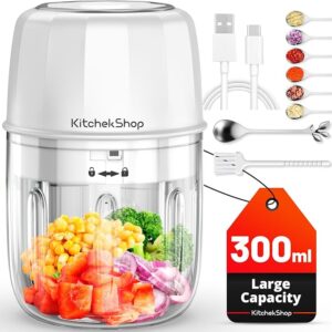 Electric Garlic Chopper, 300ML Portable Cordless Mini Food Processor