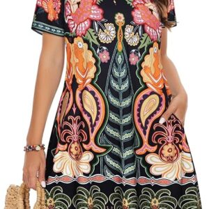 Summer Dresses for Women Casual Tshirt Short Sleeve