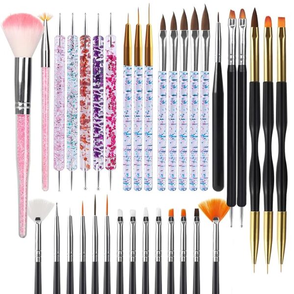 Artdone 35pcs Nail Art Pens brushes,