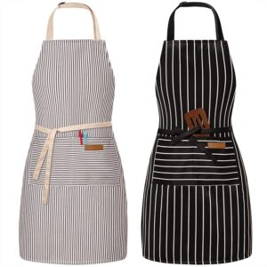2 Pack Adjustable Bib Apron with 2 Pockets