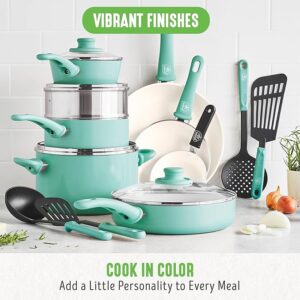 GreenLife Soft Grip 16 Piece Cookware Set, Non-Toxic PFAS