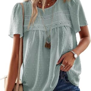 Womens Summer Tops Crewneck Short Sleeve Shirts
