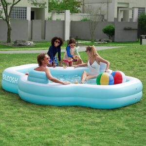 SLOOSH Inflatable Pool for Family with Seats, 120" x 101" x 26" Full-Sized Blow Up Durable Thickened